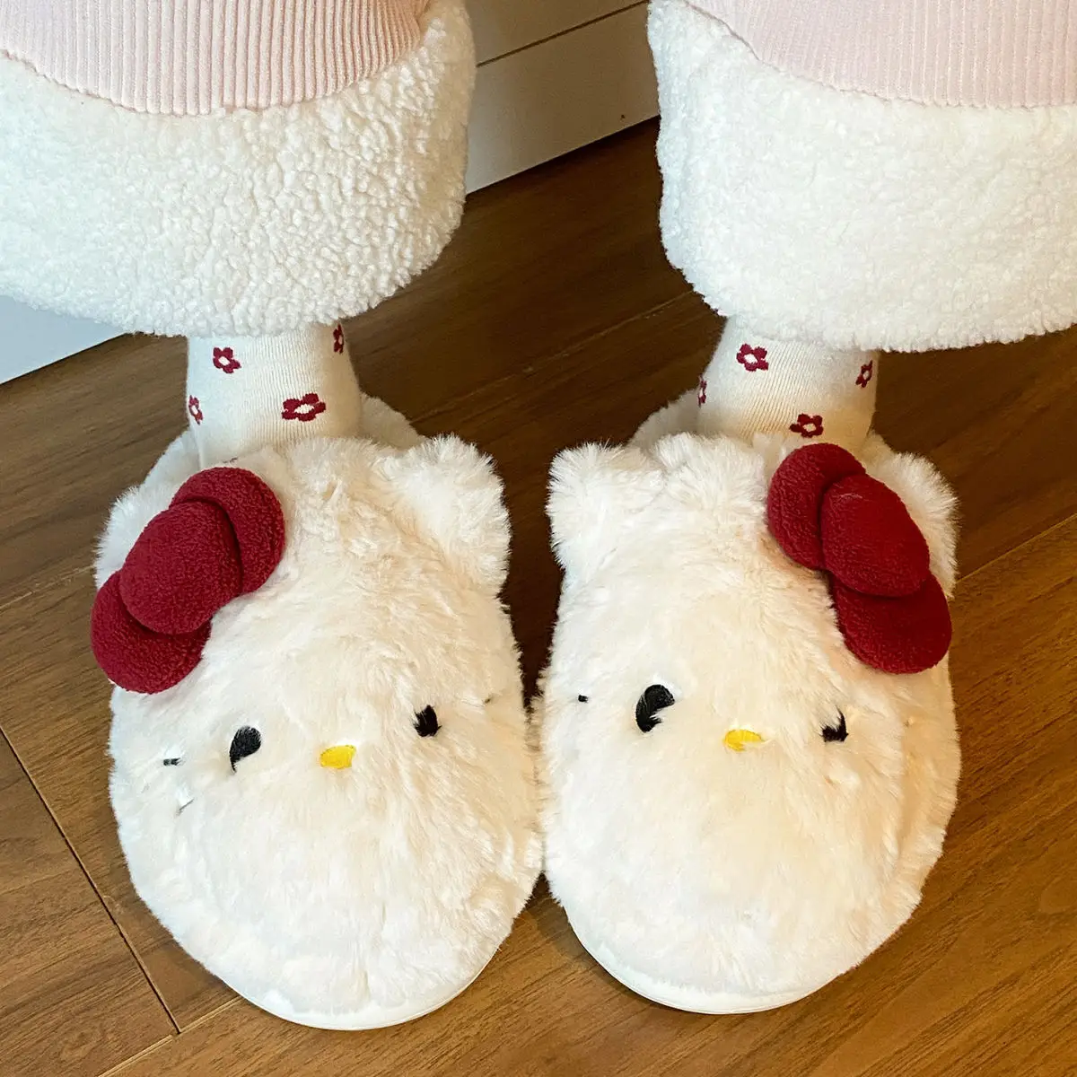 Winter Bow Cat Soft Slippers for Women — feature 25