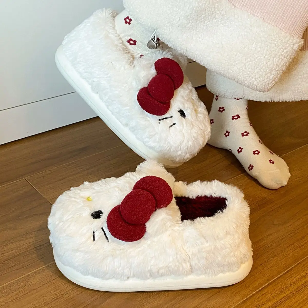 Winter Bow Cat Soft Slippers for Women — feature 27