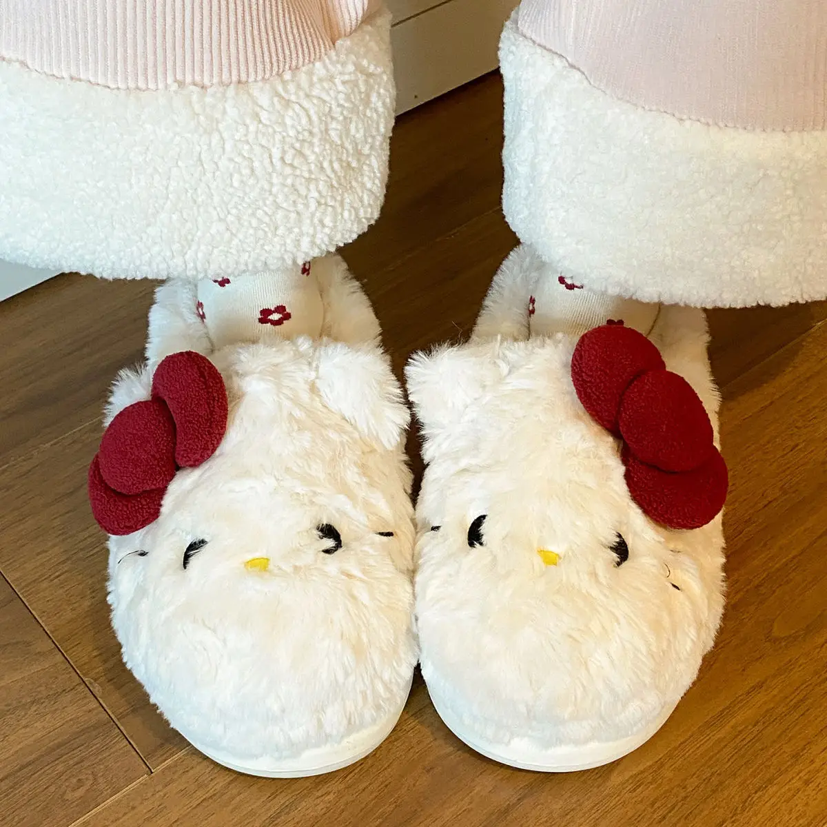 Winter Bow Cat Soft Slippers for Women — feature 28