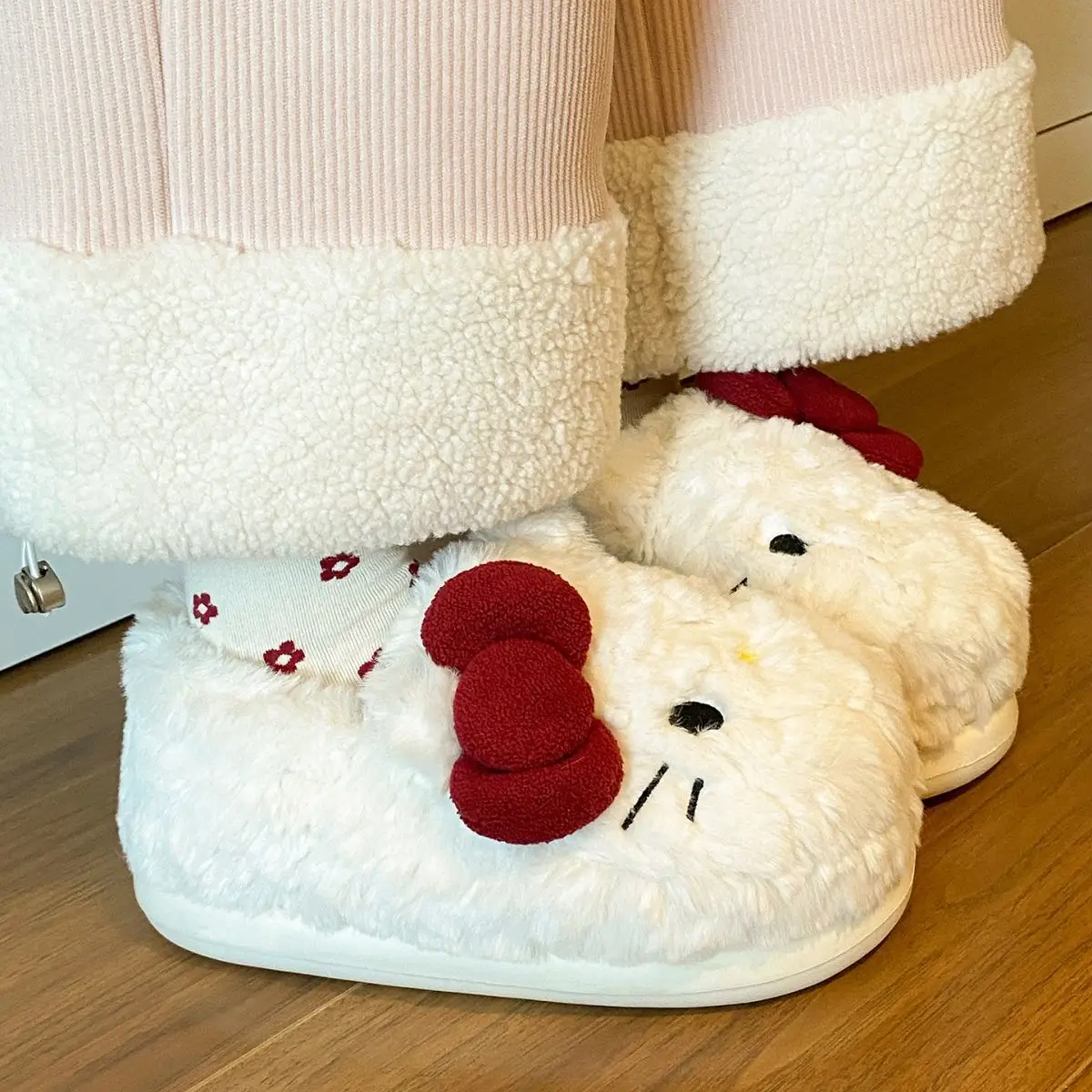 Winter Bow Cat Soft Slippers for Women — feature 29