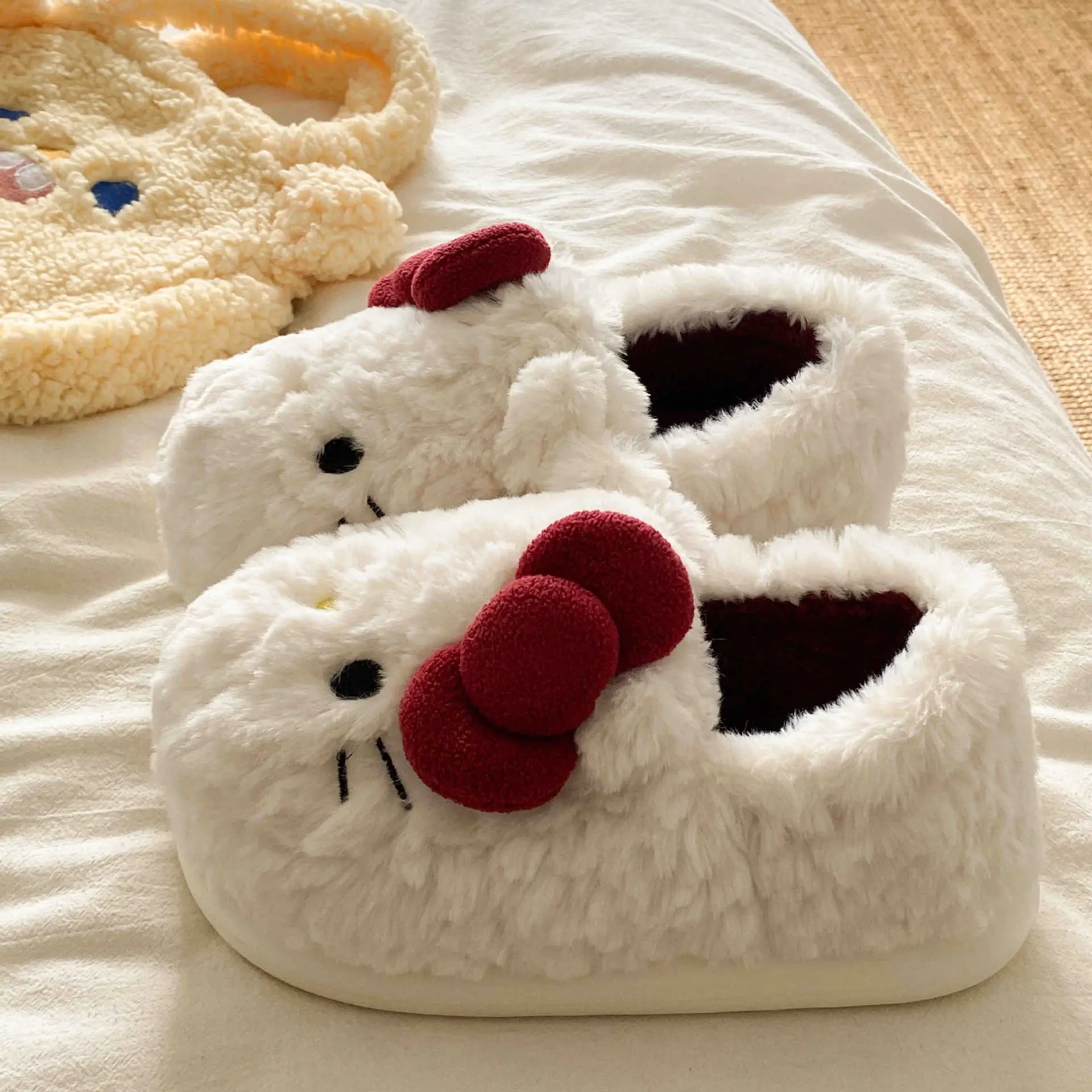 Winter Bow Cat Soft Slippers for Women - Image 2