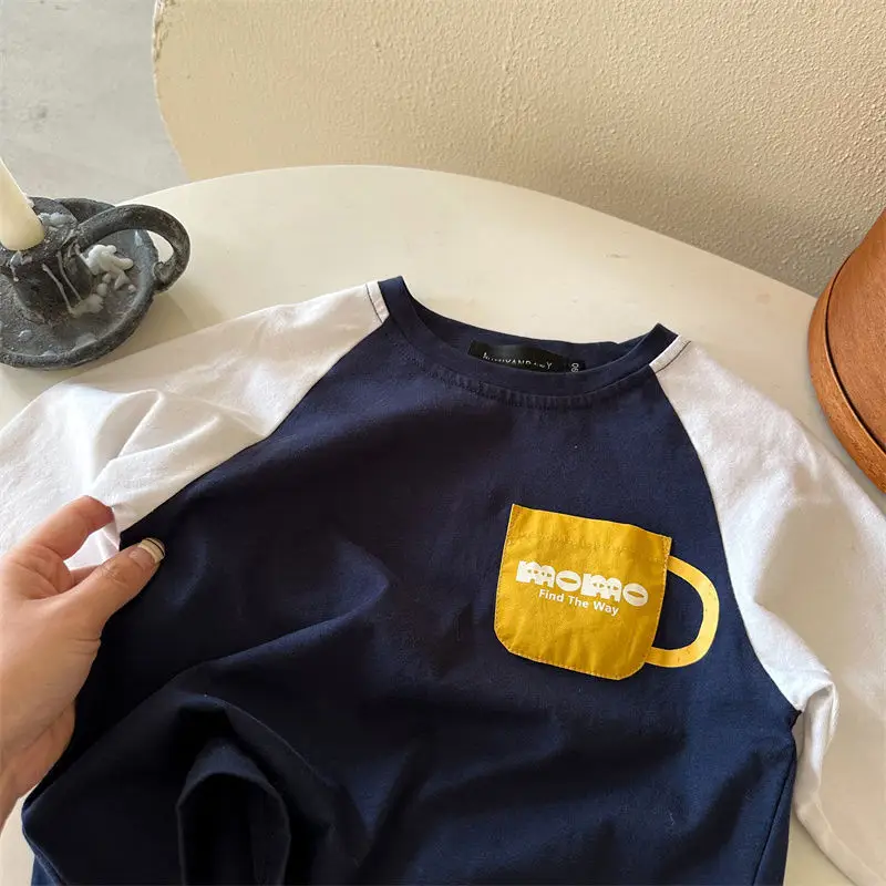 Kids Raglan Sleeve T-Shirt Navy White Printed 2025 — feature 2