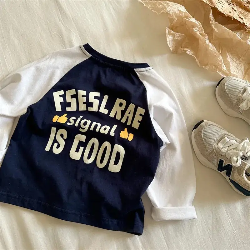 Kids Raglan Sleeve T-Shirt Navy White Printed 2025 — feature 6