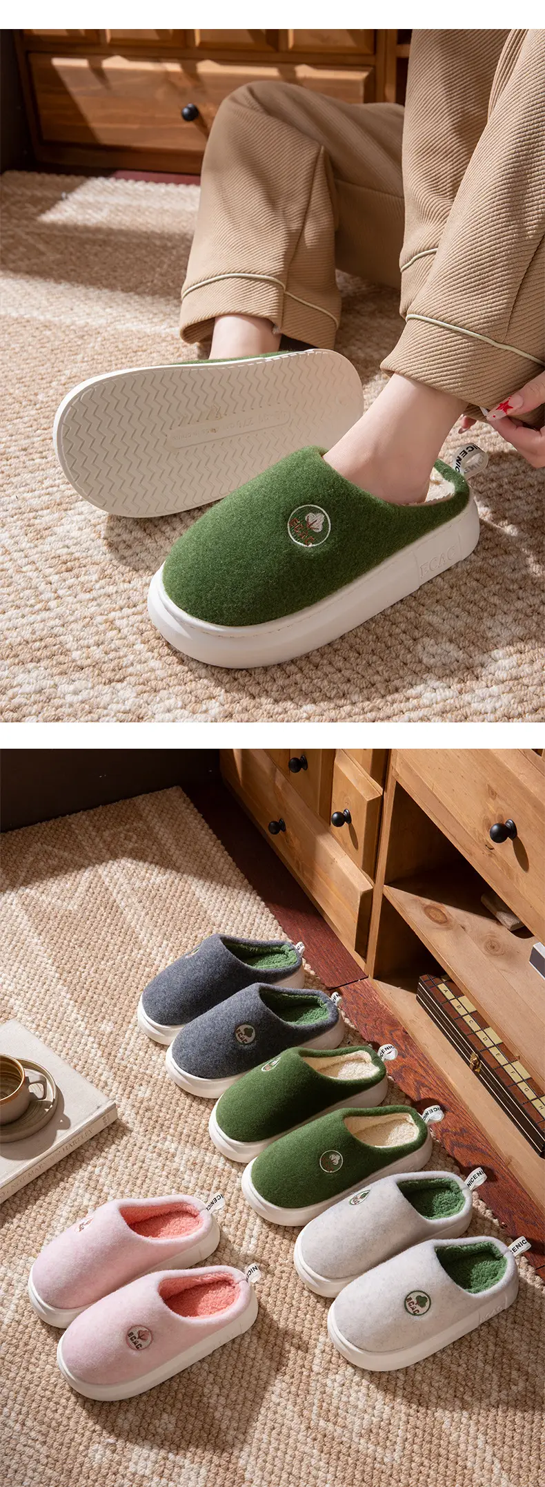 Cotton Slippers Men's Winter Indoor Home Anti-Slip 2025 New Home Use Plus Plush Slippers Winter Men's — feature 10