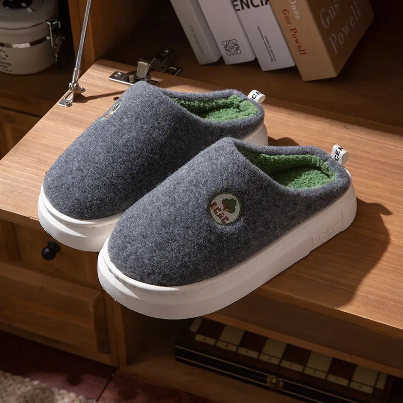 Cotton Slippers Men's Winter Indoor Home Anti-Slip 2025 New Home Use Plus Plush Slippers Winter Men's - Image 2