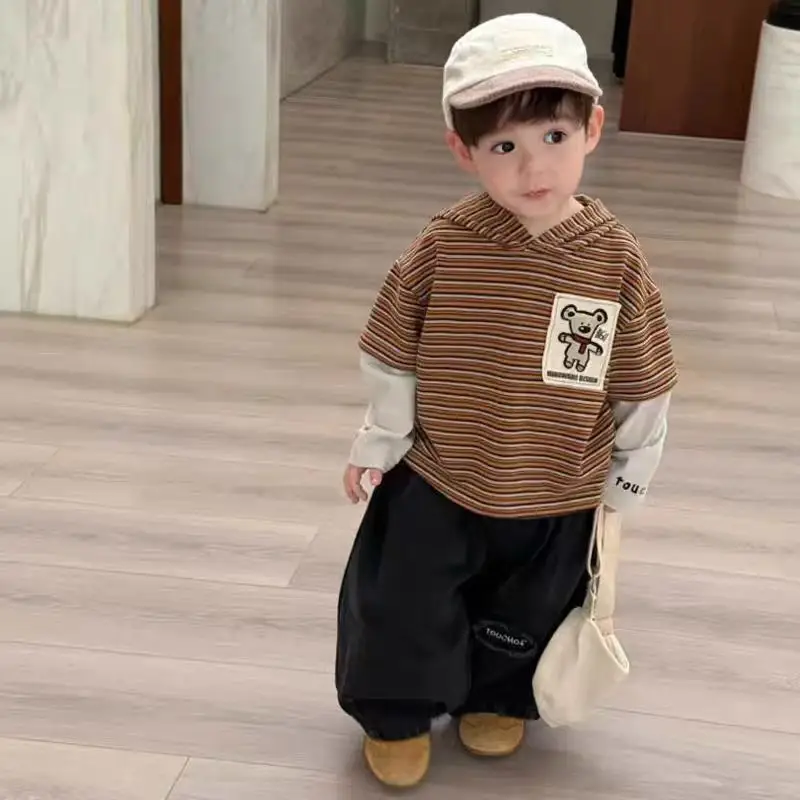 Boys' 2025 Autumn Hoodie T-Shirt Set Korean Style - Image 4