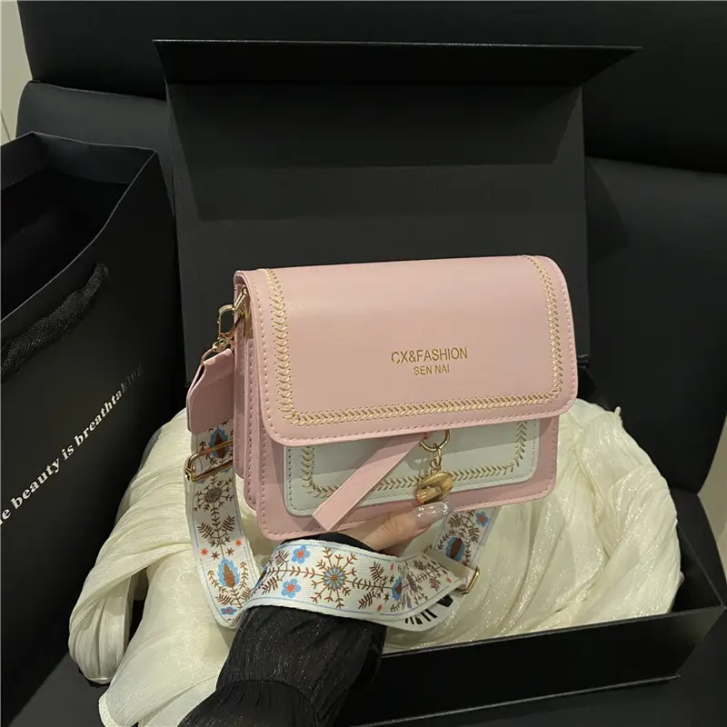 Stylish Crossbody Bag with Leather Trim for Women - Image 2
