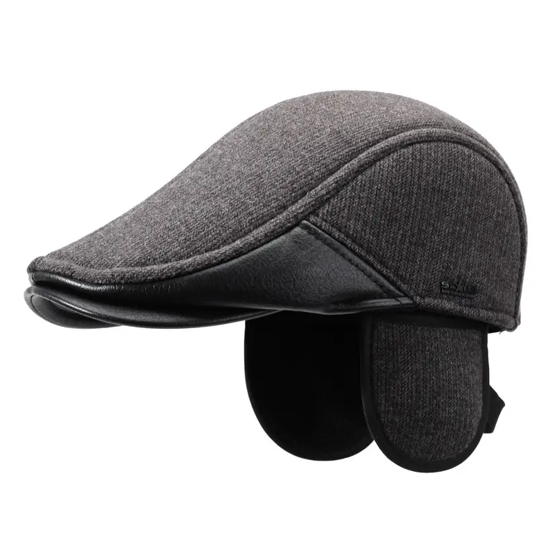 Elderly Men Duckbill Cap Winter Fleece Grey - Image 6