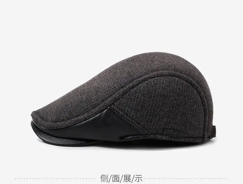 Elderly Men Duckbill Cap Winter Fleece Grey — feature 10