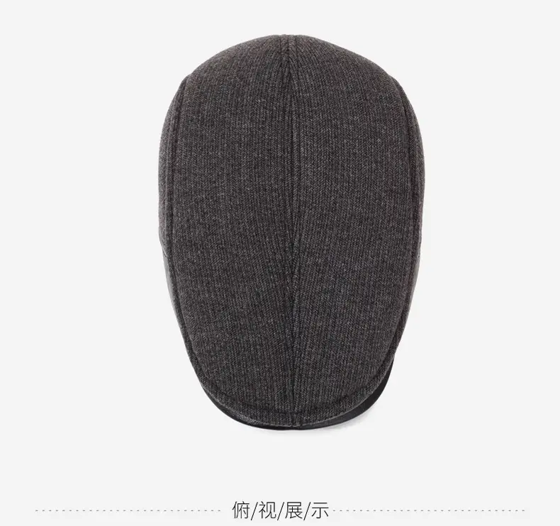 Elderly Men Duckbill Cap Winter Fleece Grey — feature 12