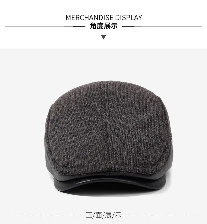 Elderly Men Duckbill Cap Winter Fleece Grey — feature 8