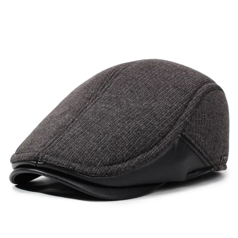 Elderly Men Duckbill Cap Winter Fleece Grey - Image 2