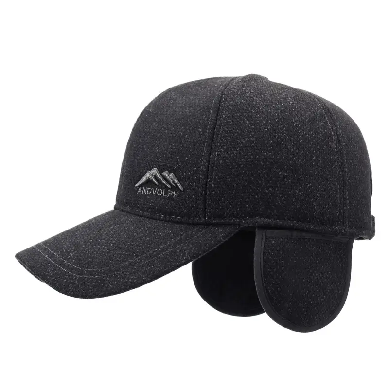 Men's Winter Embroidered Black Baseball Cap - Image 7