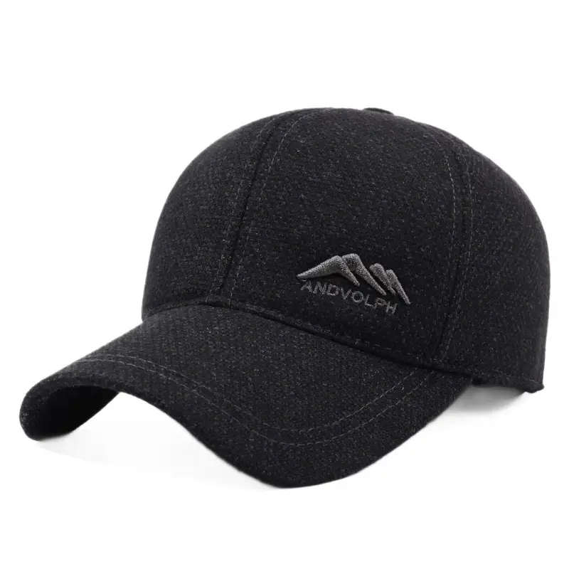 Men's Winter Embroidered Black Baseball Cap - Image 9