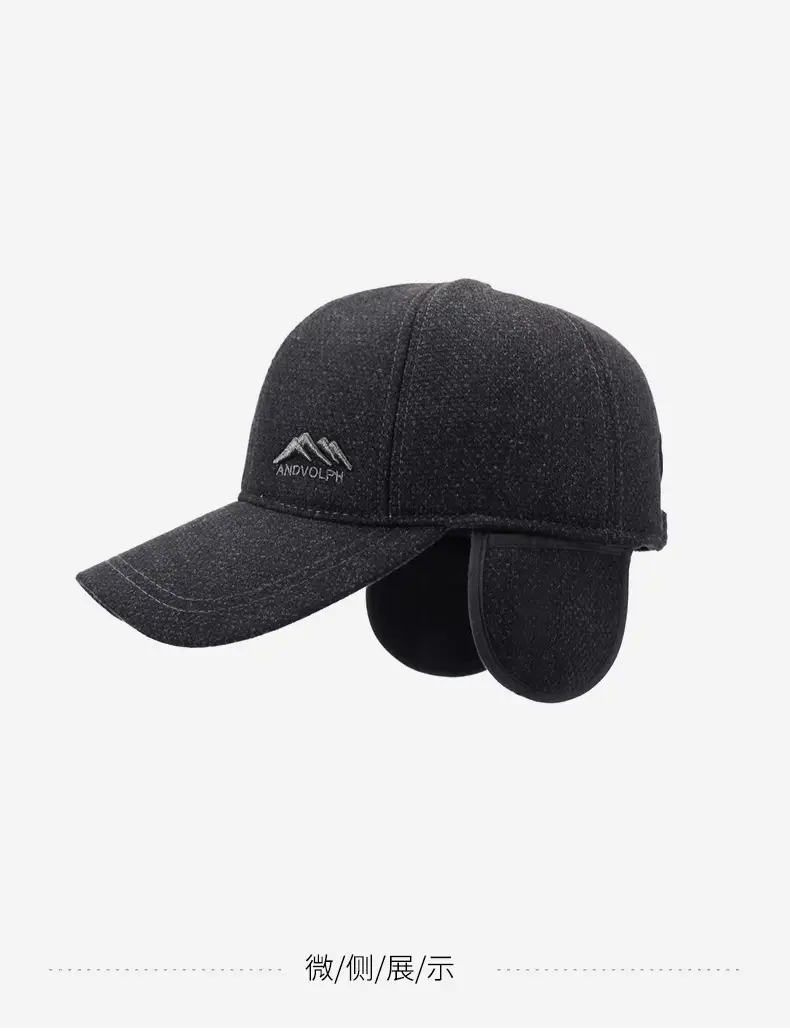 Men's Winter Embroidered Black Baseball Cap — feature 14