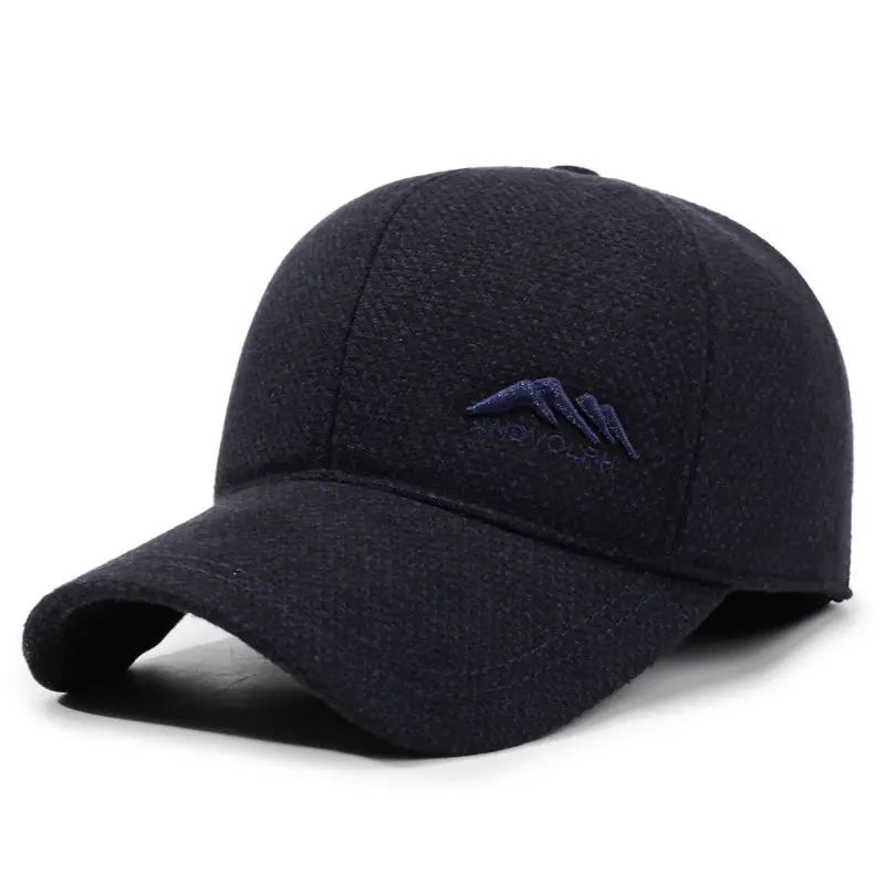 Men's Winter Embroidered Black Baseball Cap - Image 3