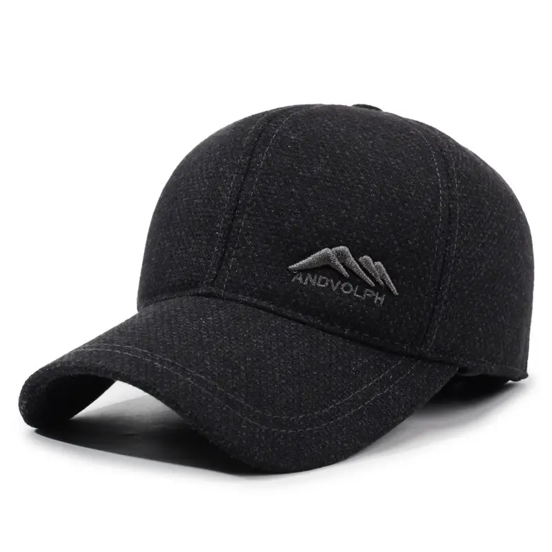 Men's Winter Embroidered Black Baseball Cap - Image 4