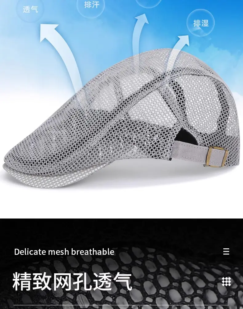Men Breathable Mesh Sun Hat Forward Cap Adjustable — feature 16