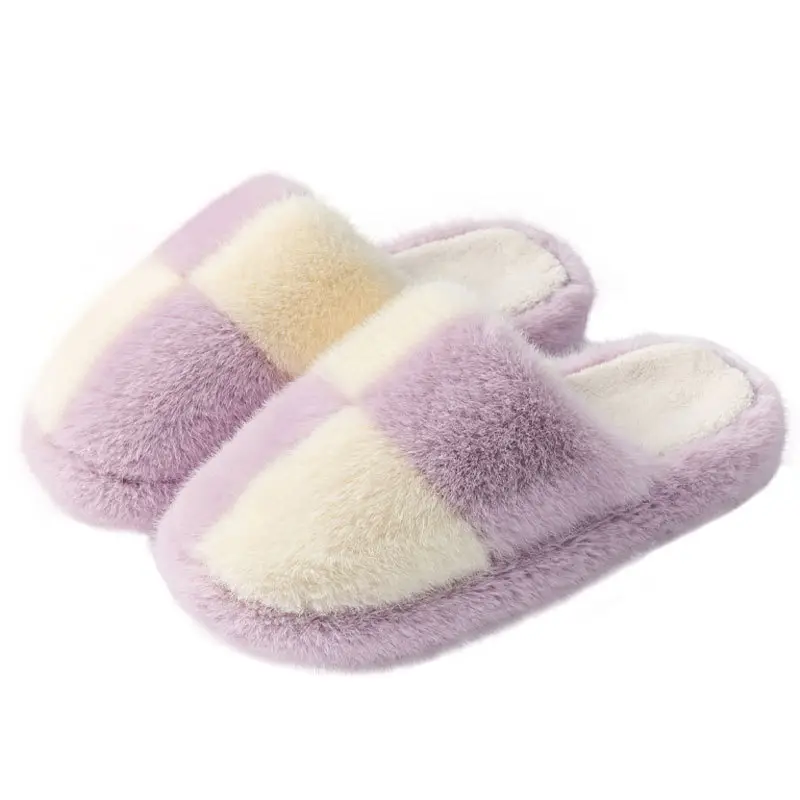 Women's Warm Furry Slippers Lavender Cream - Image 10