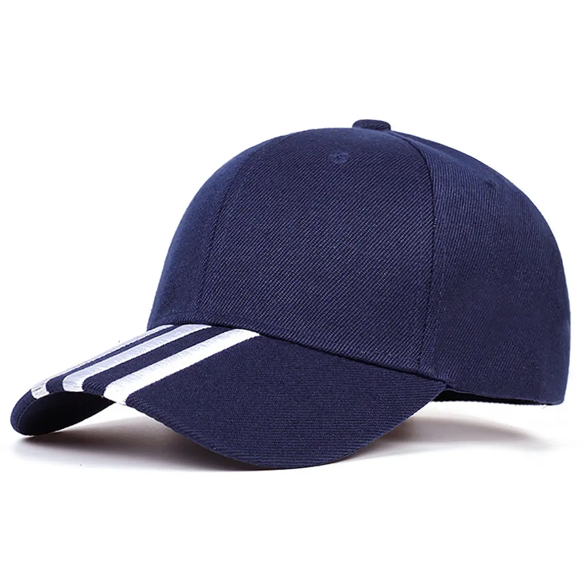 Women's Blue Baseball Cap with Striped Brim - Image 2