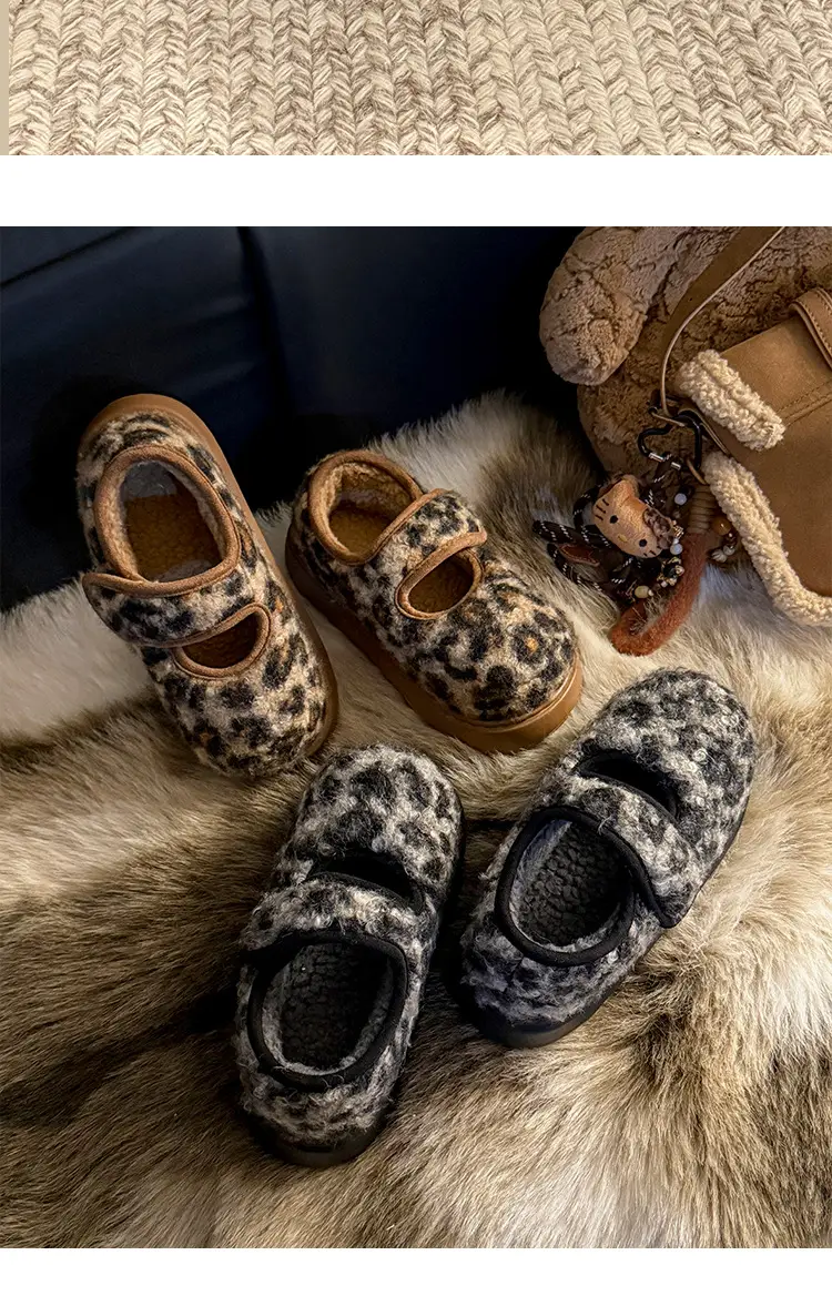 Women Leopard Print Thick Slippers Warm Cotton Cross Border — feature 13