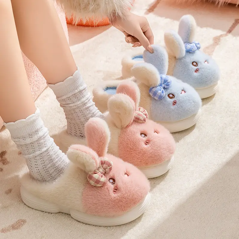 Cute and Adorable Plush Cotton Slippers for Women, Winter Outdoor Wear, Non-Slip, Home Indoor Thick-Soled Cartoon Animal Cotton Slippers for Women - Image 12