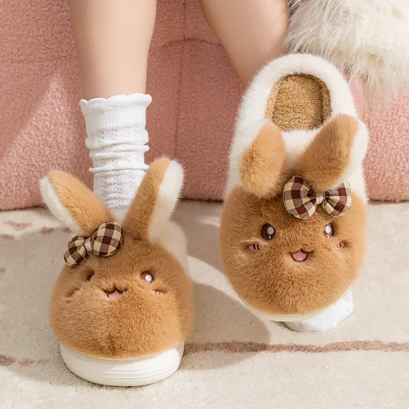 Cute and Adorable Plush Cotton Slippers for Women, Winter Outdoor Wear, Non-Slip, Home Indoor Thick-Soled Cartoon Animal Cotton Slippers for Women - Image 13