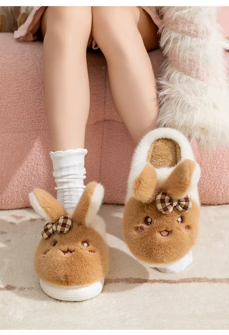 Cute and Adorable Plush Cotton Slippers for Women, Winter Outdoor Wear, Non-Slip, Home Indoor Thick-Soled Cartoon Animal Cotton Slippers for Women — feature 13
