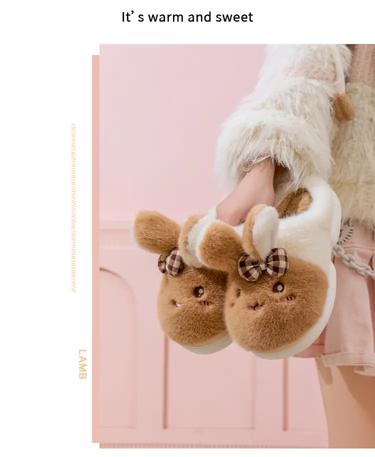 Cute and Adorable Plush Cotton Slippers for Women, Winter Outdoor Wear, Non-Slip, Home Indoor Thick-Soled Cartoon Animal Cotton Slippers for Women — feature 14