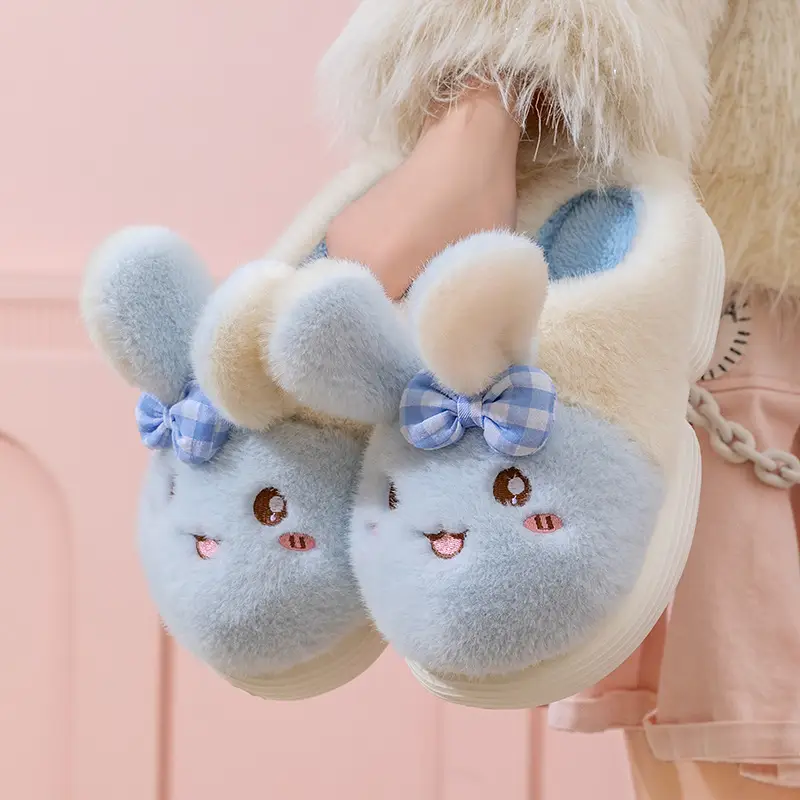 Cute and Adorable Plush Cotton Slippers for Women, Winter Outdoor Wear, Non-Slip, Home Indoor Thick-Soled Cartoon Animal Cotton Slippers for Women - Image 3