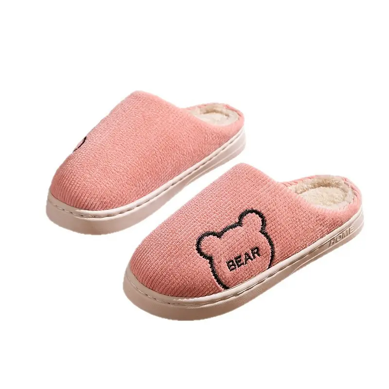 Plush Cotton Slippers for Women, Cute Winter Slippers for Entertaining Guests at Home, Outdoor Non-Slip Couple's Warm Cotton Slippers for Men