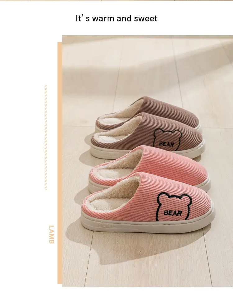 Plush Cotton Slippers for Women, Cute Winter Slippers for Entertaining Guests at Home, Outdoor Non-Slip Couple's Warm Cotton Slippers for Men — feature 14