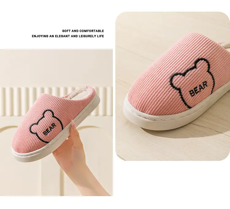 Plush Cotton Slippers for Women, Cute Winter Slippers for Entertaining Guests at Home, Outdoor Non-Slip Couple's Warm Cotton Slippers for Men — feature 16