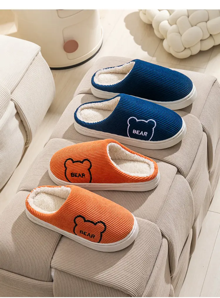 Plush Cotton Slippers for Women, Cute Winter Slippers for Entertaining Guests at Home, Outdoor Non-Slip Couple's Warm Cotton Slippers for Men — feature 17