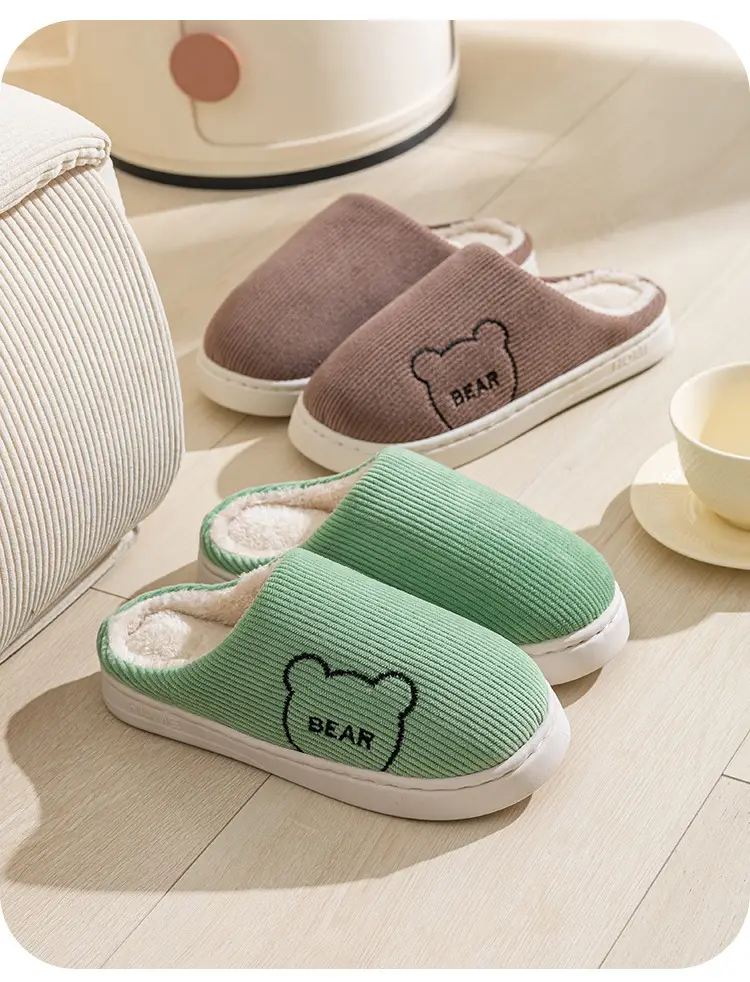 Plush Cotton Slippers for Women, Cute Winter Slippers for Entertaining Guests at Home, Outdoor Non-Slip Couple's Warm Cotton Slippers for Men — feature 19