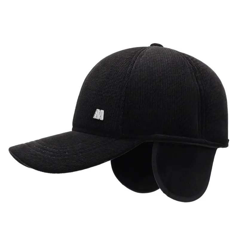 Men Winter Black Fleece Cap with Ear Protection - Image 8