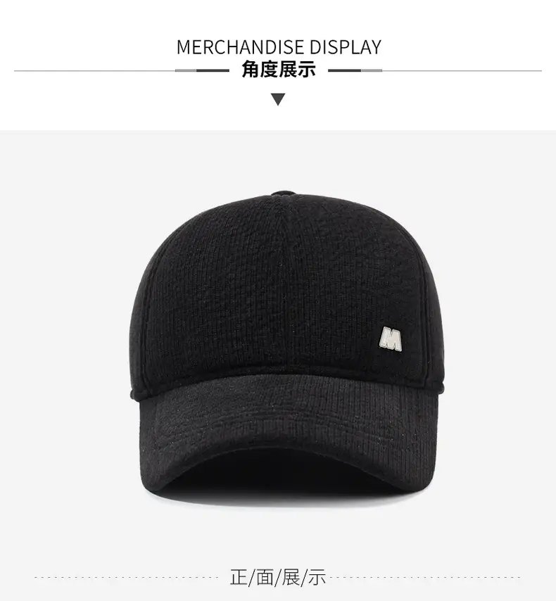 Men Winter Black Fleece Cap with Ear Protection — feature 8