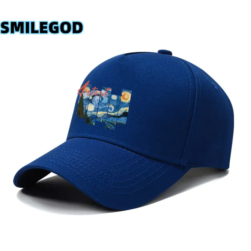 Men Women Blue Van Gogh Cap Sun Hat Yellow - Image 8