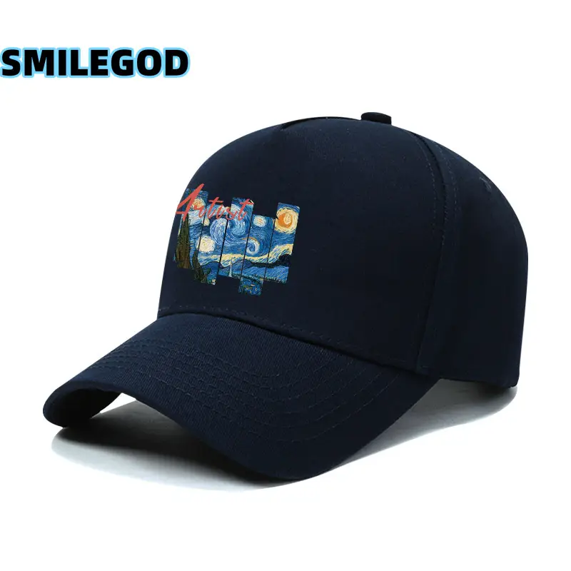 Men Women Blue Van Gogh Cap Sun Hat Yellow - Image 10