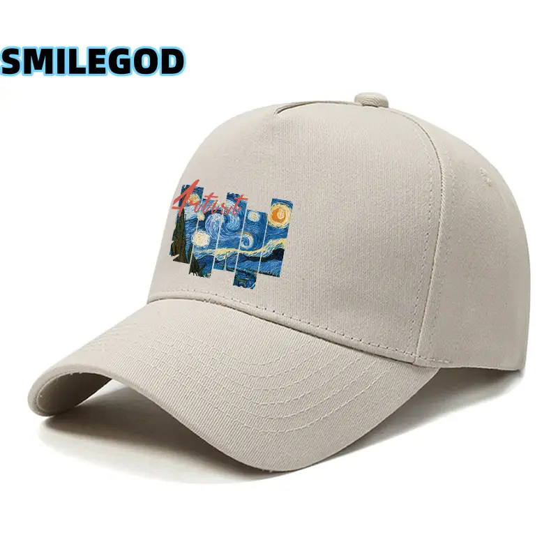 Men Women Blue Van Gogh Cap Sun Hat Yellow - Image 11