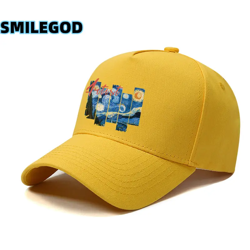 Men Women Blue Van Gogh Cap Sun Hat Yellow - Image 6