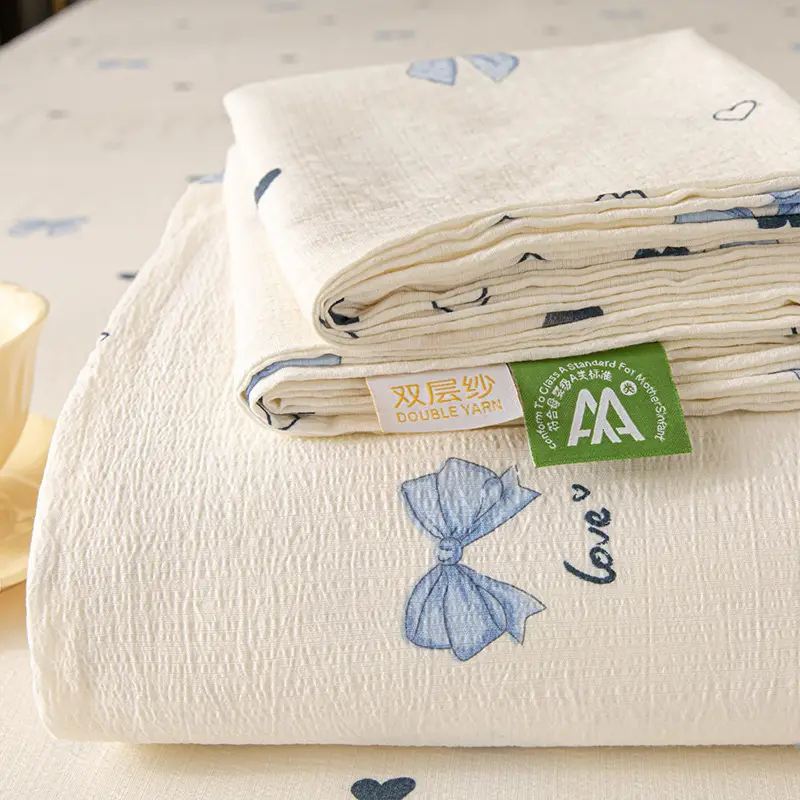 Class a Maternal and Infant Double-Layer Gauze Bed Sheets Single Piece Summer Single Non-100 Pure Cotton Washed Cotton Bed Sheets Universal for All Seasons