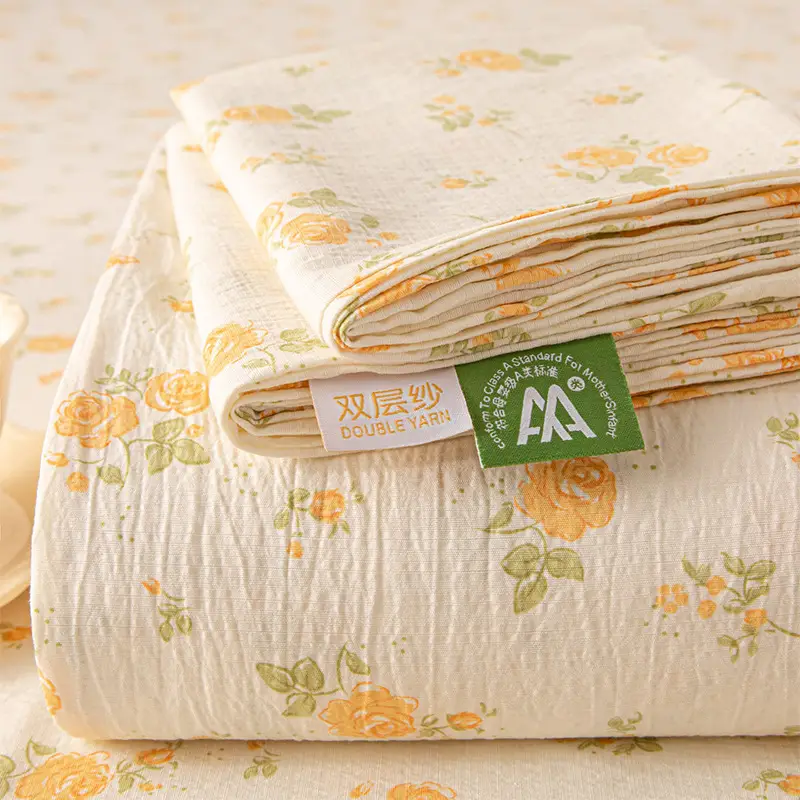 Class a Maternal and Infant Double-Layer Gauze Bed Sheets Single Piece Summer Single Non-100 Pure Cotton Washed Cotton Bed Sheets Universal for All Seasons
