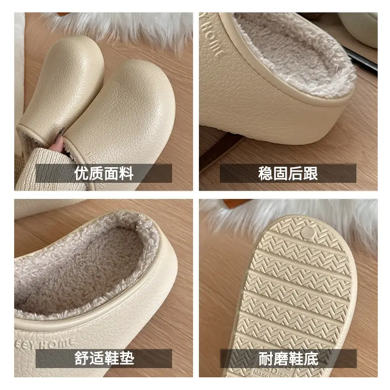 2025 New Simple Water-Resistant Closed-Toe Cotton Slippers for Couples, Winter Comfort Slip-On Lazy Eva