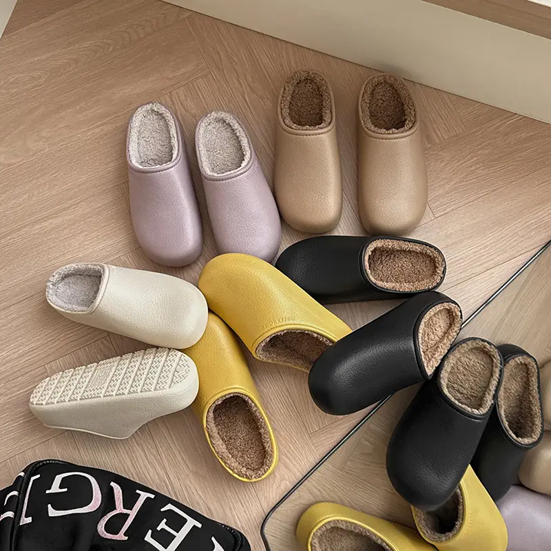 2025 New Simple Water-Resistant Closed-Toe Cotton Slippers for Couples, Winter Comfort Slip-On Lazy Eva