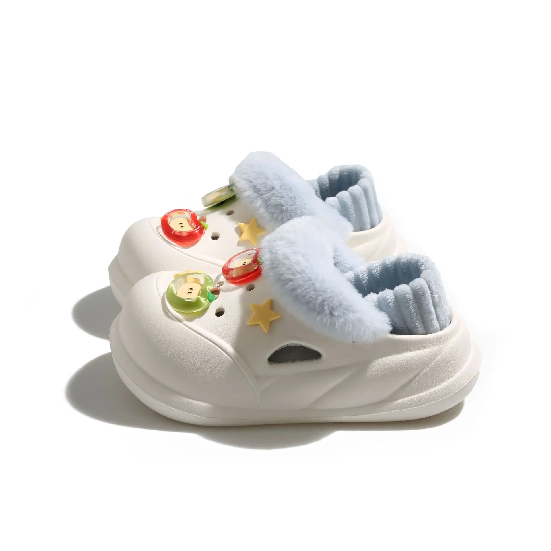 Women Furry Slippers Warm Winter Blue Soft Thick Soled
