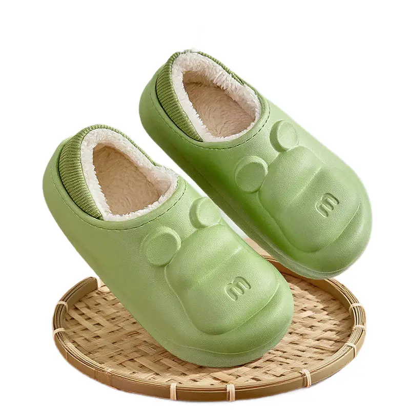 Cartoon Winter Warm Cotton Slippers for Men and Women at Home, Non-Slip, Waterproof, Cute Indoor Shoes, Heel Furry Slippers - Image 8