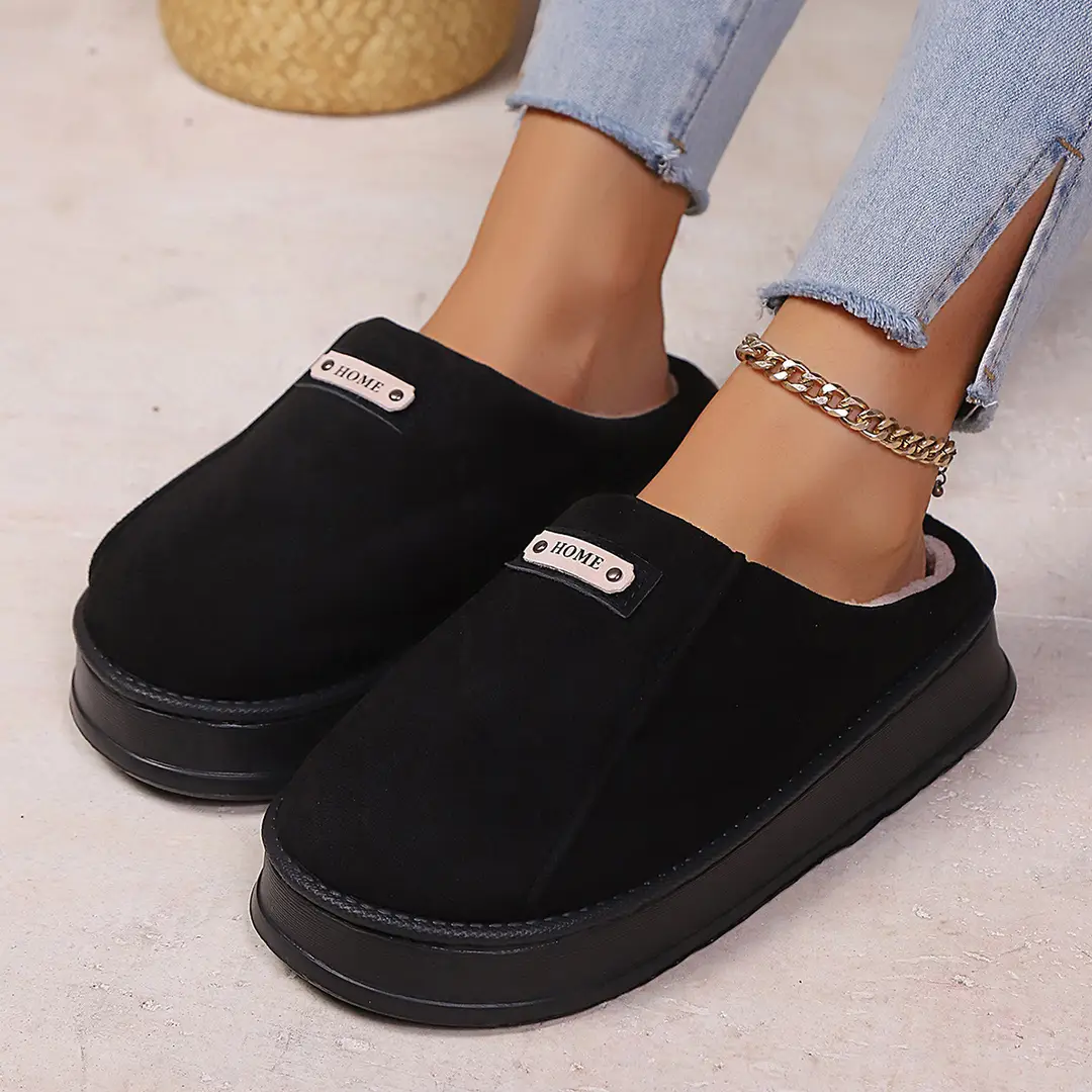 2025 New Autumn and Winter Cotton Slippers for Women's Home Use for Couples Indoor and Outdoor Warm Thick-Soled Furry Slippers for Men - Image 4