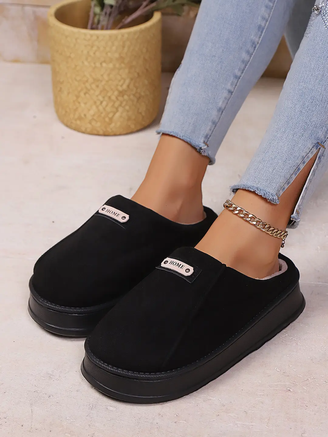 2025 New Autumn and Winter Cotton Slippers for Women's Home Use for Couples Indoor and Outdoor Warm Thick-Soled Furry Slippers for Men — feature 9