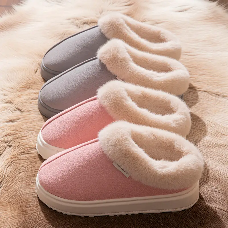 New Plush Cotton Slippers for Women in Winter Indoor Home Warm Fleece-Lined Anti-Slip Bag and Outer Wear Thick-Soled Slippers for Men in Autumn and Winter - Image 8